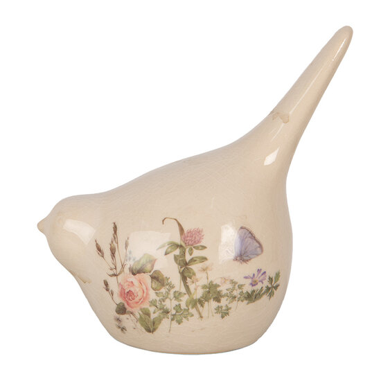 Clayre &amp; Eef   | Decoratie beeld Vogel Beige Roze 14x9x15 cm | 6CE1954M