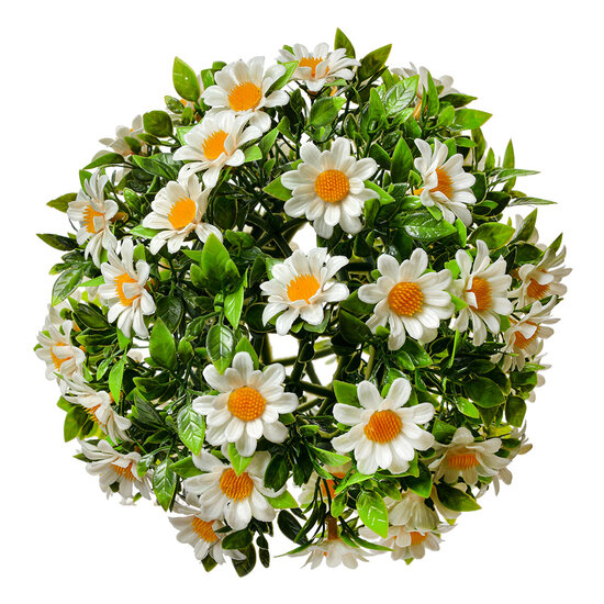 Clayre &amp; Eef   | Decoratie bol kunstbloem Margriet Wit Groen &oslash; 10 cm | 6PL0324S