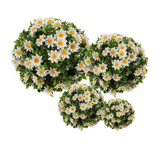 Clayre &amp; Eef   | Decoratie bol kunstbloem Margriet Wit Groen &oslash; 10 cm | 6PL0324S