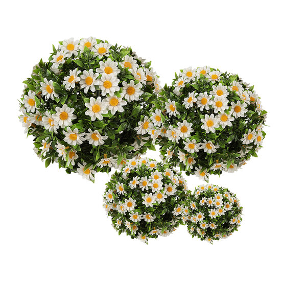 Clayre &amp; Eef   | Decoratie bol kunstbloem Margriet Wit Groen &oslash; 12 cm | 6PL0324XS