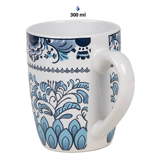 Clayre &amp; Eef   | Servies Mok Wit Blauw 12x8x10 cm / 300 ml | 6CEMU0166