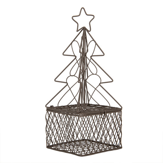 Clayre &amp; Eef   | Kerstdecoratie Kerstboom Bruin 9x9x22 cm | 6Y5704