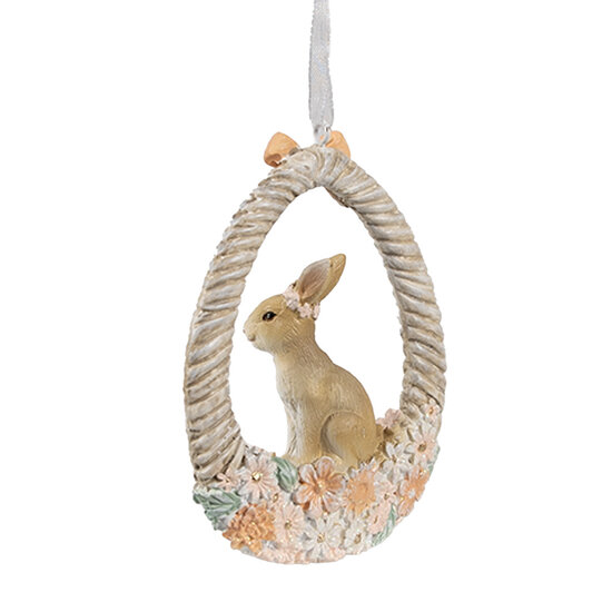 Clayre &amp; Eef   | Decoratie Hanger Konijn Beige Oranje 7x2x10 cm | 6PR4403