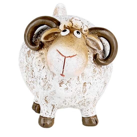 Clayre &amp; Eef   | Decoratie beeld Schaap Wit Bruin 9x7x8 cm | 6PR5274