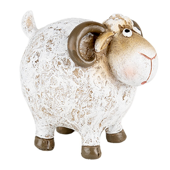 Clayre &amp; Eef   | Decoratie beeld Schaap Wit Bruin 9x7x8 cm | 6PR5274