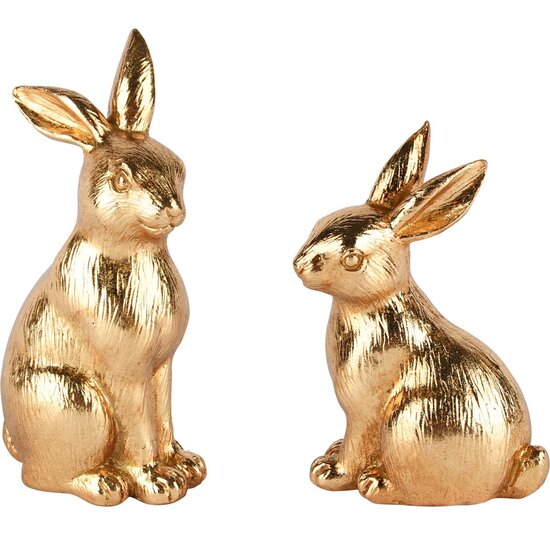 Dekoratief | Bunny zittend, goud, resina, 8x6x13cm, set van 2 stuks | A250050