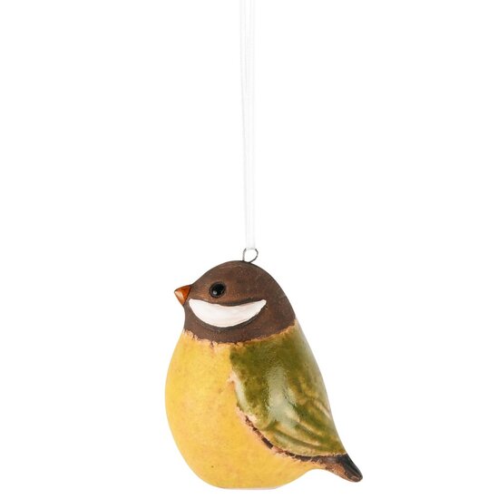 Dekoratief | Hanger vogeltje, geel/zwart, keramiek, 5x4x6cm, set van 2 stuks | A250187