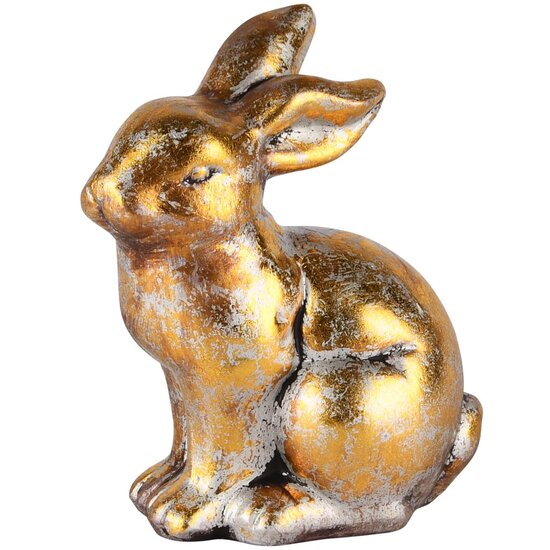 Dekoratief | Bunny zittend, grijs/goud, keramiek, 12x7x14cm | A250211