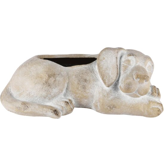 Dekoratief | Bloempot hond liggend, grijs, magnesium, 45x26x18cm | A250316