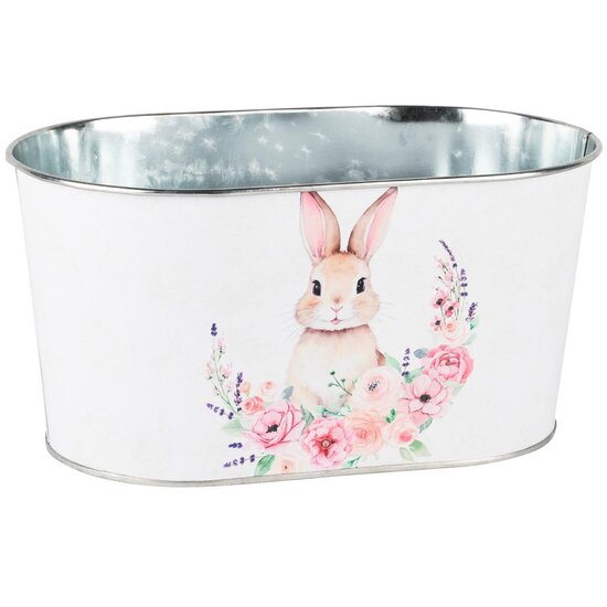 Dekoratief | Bloempot ovaal &#039;Easter Bunny&#039;, metaal, 22x13x11cm | A250605