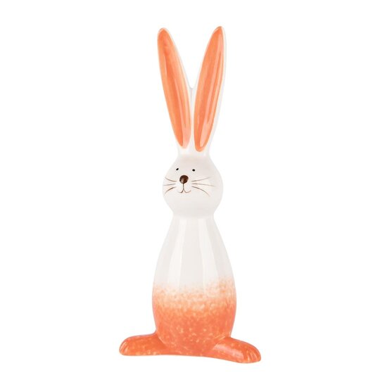 Dekoratief | Deco bunny staand, peach/wit, dolomiet, 8x5x18cm | A250762