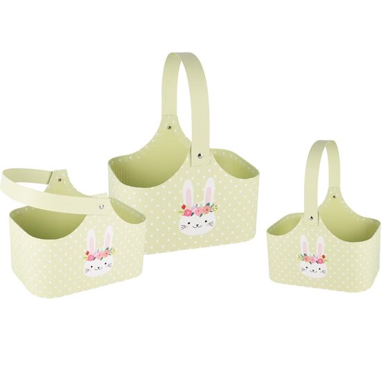 Dekoratief | Set 3 bakjes &#039;Happy Bunny&#039;, karton, 19x14x14cm | A250786