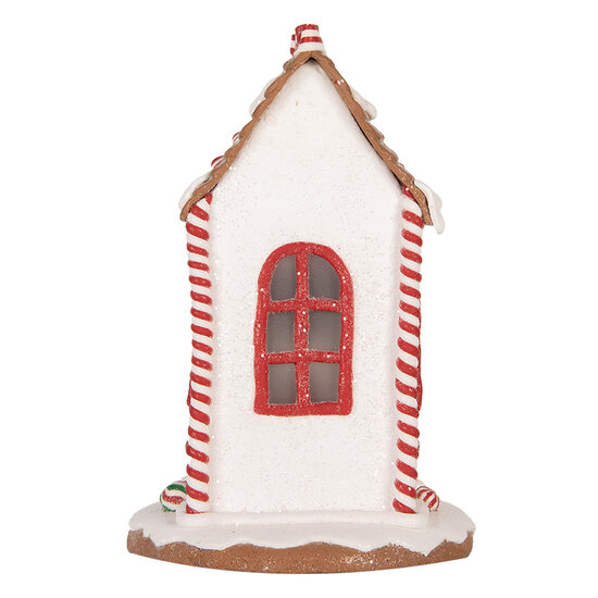 Clayre &amp; Eef   | Decoratie Huis met LED Rood Wit 14x14x22 cm / 3xAAA | 66040