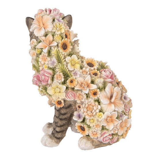 Clayre &amp; Eef   | Decoratie Beeld Kat Grijs Roze 25x19x31 cm | 6PR5111