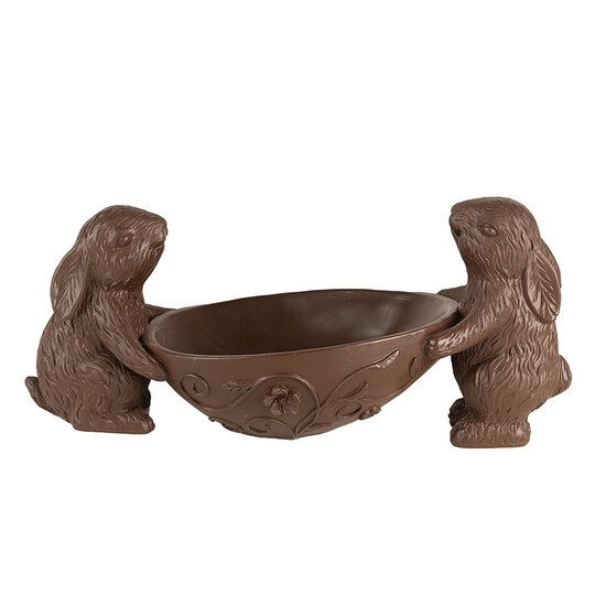 Clayre &amp; Eef   | Decoratie Beeld Konijnen met ei Bruin 34x15x15 cm | 6PR5207