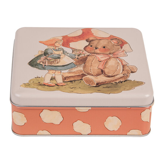 Clayre &amp; Eef   | Blikken Bewaardoos Beige Bruin 17x17x6 cm | 6BL0138