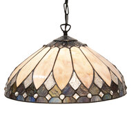 Clayre &amp; Eef   | Hanglamp Tiffany Beige, Bruin &oslash; 40x95 cm E27/max 1x60W | 5LL-5986