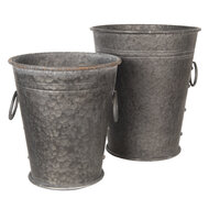 Decoratie emmer (2) &oslash; 37*42 / 32*35 cm Grijs | 6Y3738 | Clayre &amp; Eef