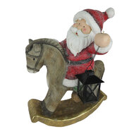 Decoratie kerstman op hobbelpaard 35*25*46 cm Meerkleurig | 6CE1132 | Clayre &amp; Eef