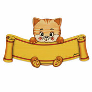 Houten naambord poes groot hoofd 17,5 x 10 cm | Bartolucci