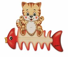 Houten magneetbord poes met vis 17 x 13,5 cm | Bartolucci