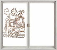 Sticker Sint &amp; Piet schoorsteen met naam Raam &amp; Muurdecoratie | Rosami Decoratiestickers 1