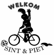 Sticker Welkom Sint &amp; Piet op de fiets raam / muur | Rosami Decoratiestickers