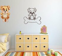 Sticker Hond op bot 30 x 30 cm | Rosami Decoratiestickers