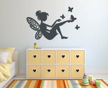 Decoratiesticker Fee met vlinders donker grijs 40 x 25 cm | Rosami Decoratiestickers