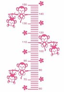 Sticker lengtemeter aapjes aan tak roze 102 x 55 cm | Rosami Decoratiestickers 1