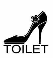 Sticker dames toilet met schoen | Rosami Decoratiestickers 1