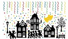 Raamstickerset 156 delig Carnaval silhouet huisjes &amp; confetti herbruikbaar | Rosami