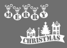 Herbruikbare raamstickerset 6 delig Merry Christmas huisjes | Rosami Decoratiestickers 2