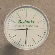 Klok -bedankt voor de leuke tijd wit/groen | Juf &amp; Meester Cadeau