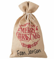 Jute cadeau zak Merry Christmas | Met Naam