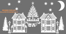 Stickerset 15 delig Herbruikbaar huisjes - kerstboom - lantaarnpaal  - waslijn Kerstman | Rosami Decoratiestickers 1