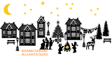 Stickerset raam herbruikbaar huisjes - kersttafereel | Rosami Decoratiestickers 2