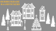 Stickerset raam 10 delig herbruikbaar huisjes - kerstboom - lantaarnpaal | Rosami Decoratiestickers 1