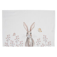 Clayre &amp; Eef   | Placemats Set van 6 Wit Bruin 48x33 cm | REB40