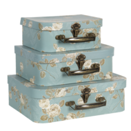 Clayre &amp; Eef   | Decoratie koffer Set van 3 Groen 30x21x9/25x18x9/20x16x8 cm | 64753