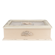 Clayre &amp; Eef   | Theedoos 9 vakken Beige 32x26x9 cm | 6H2029