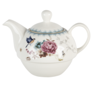 Clayre &amp; Eef   | Tea for One Wit Roze 16x15x15 cm / 460 ml | PIRTEFO