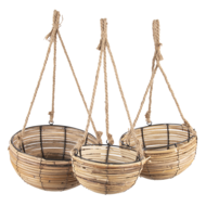 Clayre &amp; Eef   | Plantenhanger Binnen Set van 3 Bruin &oslash; 28x15 / 24x14 / 20x11 cm | 6RO0511