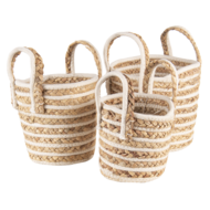 Clayre &amp; Eef   | Opbergmanden Set van 3 Beige, Bruin &oslash;21x20 cm | 6RO0514