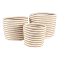 Clayre &amp; Eef   | Opbergmanden Set van 3 Beige, Bruin &oslash; 26x21 / &oslash; 26x21 / &oslash; 19x18 cm | 6RO0517