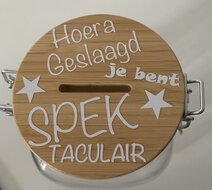 Spaar/Snoeppot Hoera geslaagd je bent SPEKtaculair | Rosami Decoratiestickers