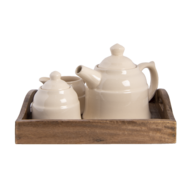 Clayre &amp; Eef   | Theepot Set Beige Bruin 27x22x16 cm | 6H1986