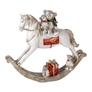 Clayre &amp; Eef   | Kerstdecoratie Beeld Hobbelpaard Beige, Grijs 21x5x17 cm | 6PR4608