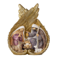 Clayre &amp; Eef   | Kerstdecoratie Beeld Kerstgroep Goudkleurig, Wit 21x8x26 cm | 6PR4698