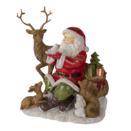 Clayre &amp; Eef   | Kerstdecoratie Beeld Kerstman Rood, Bruin 18x13x19 cm | 6PR4721